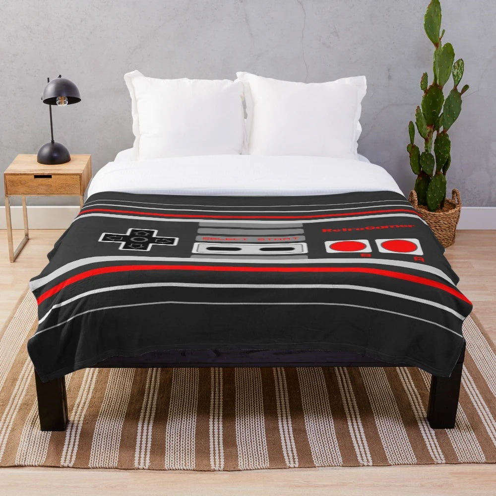 8-Bit Retro Gaming Controller Plush Blanket