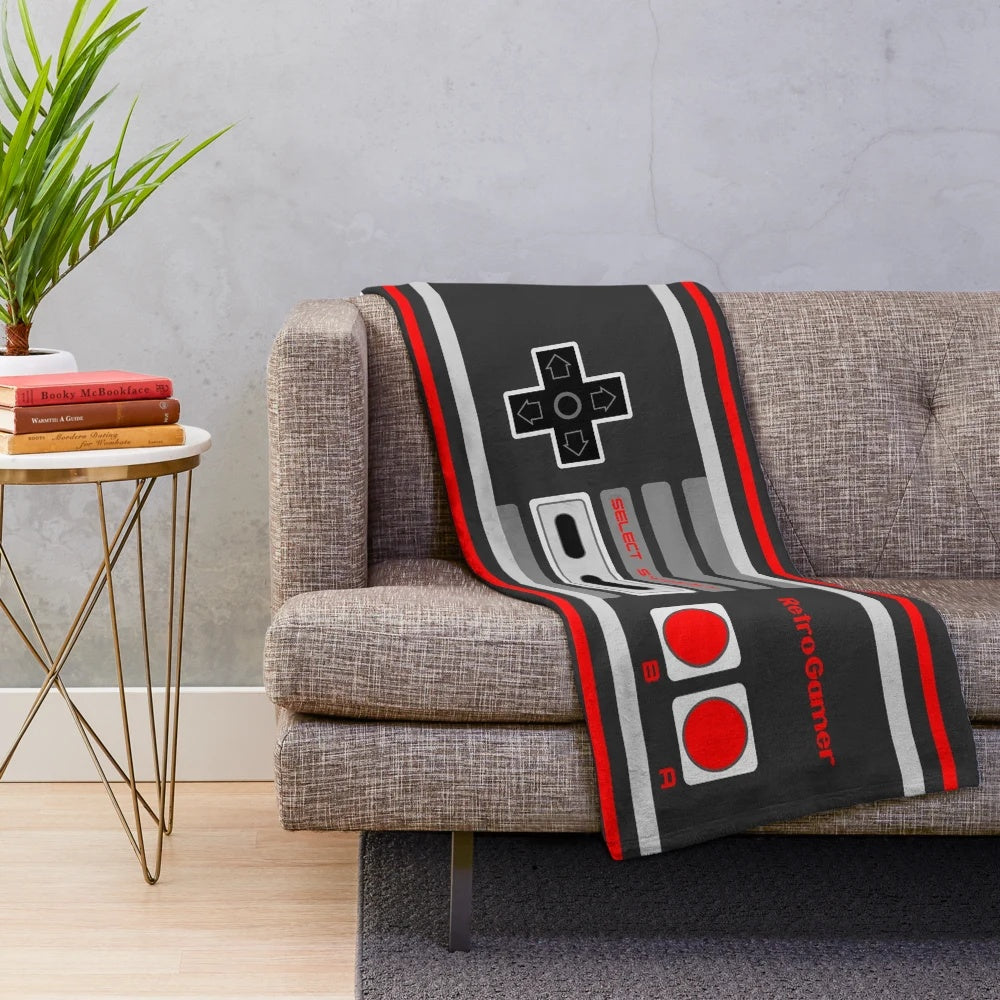 8-Bit Retro Gaming Controller Plush Blanket