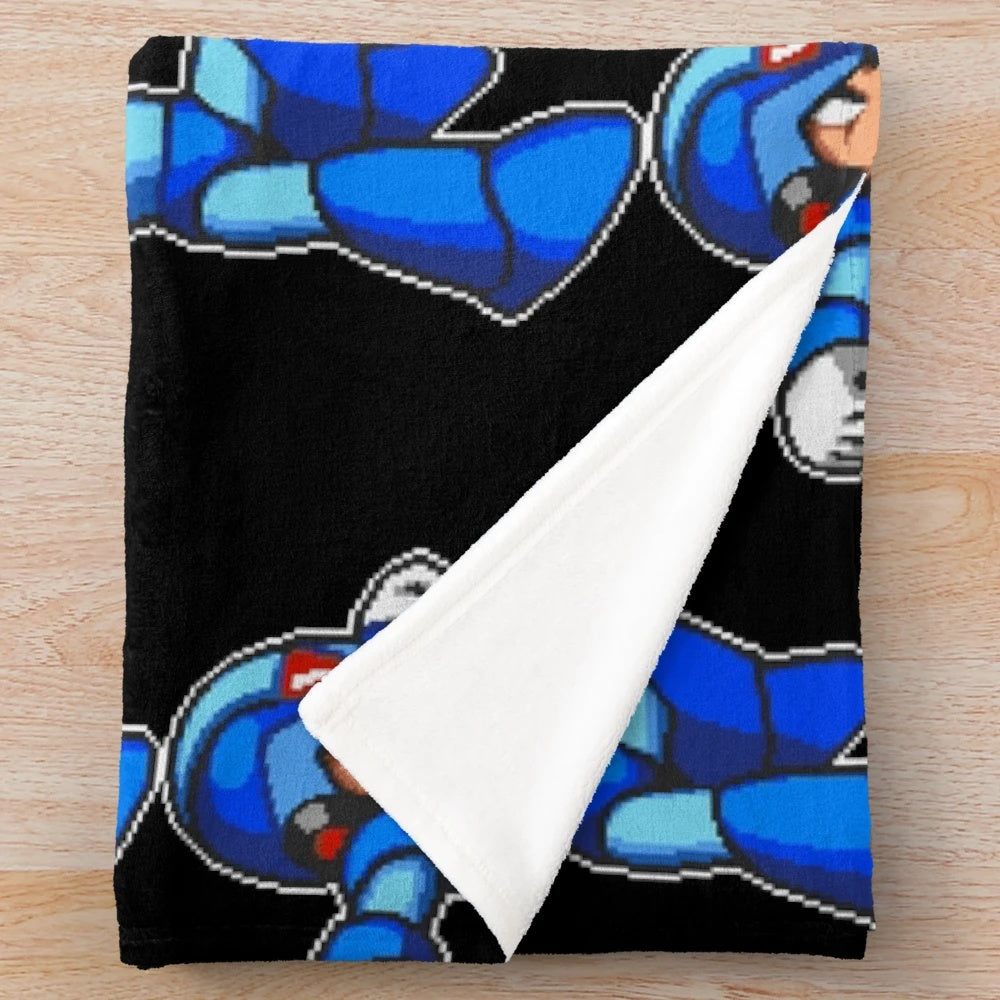 Megaman X inspired 8bit pixelated plush blanket