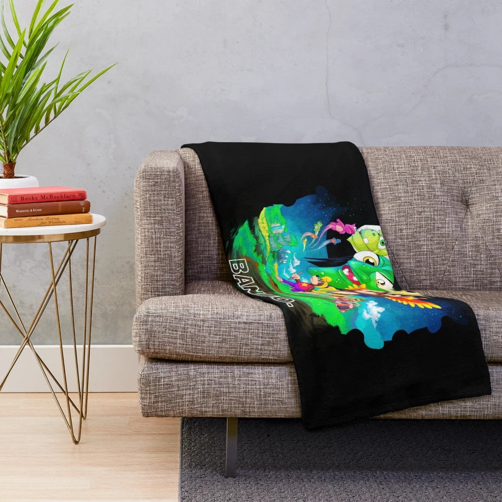 Banjo Kazooie inspired plush blanket featuring characters from the classic video game