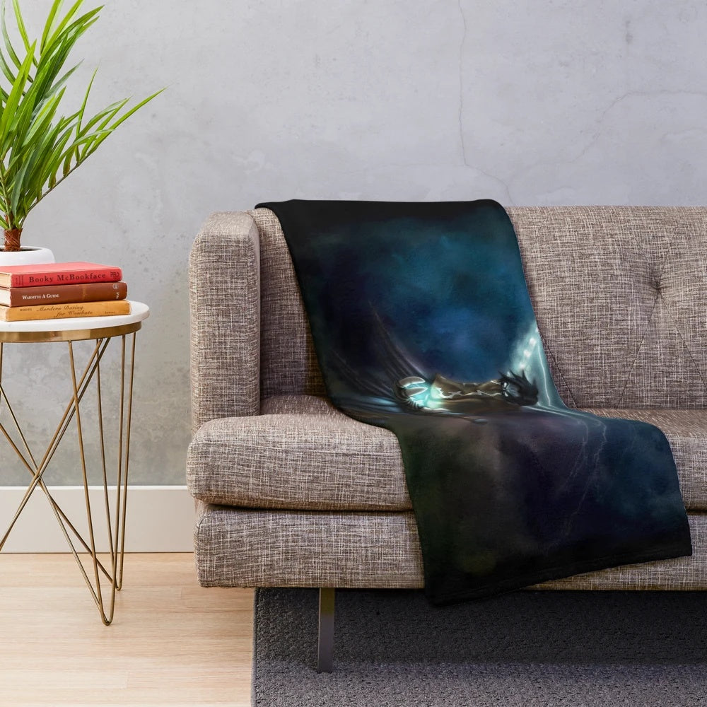 Retro video game character illustration plush blanket featuring the Wraith Raziel from the Soul Reaver series