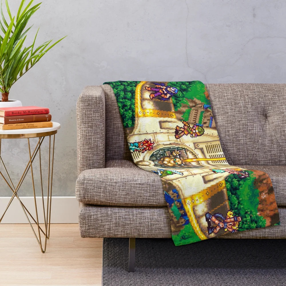 Chrono Trigger inspired plush blanket with pixel art design