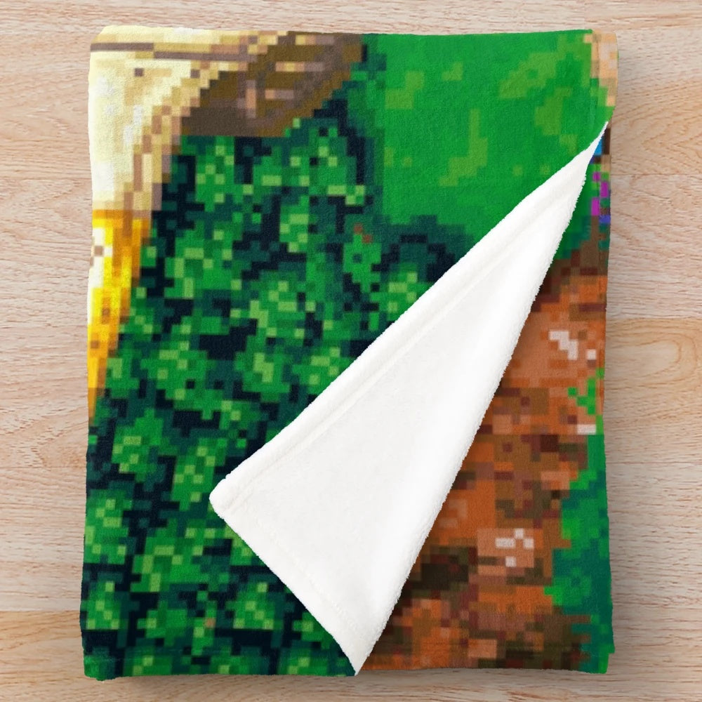 Chrono Trigger inspired plush blanket with pixel art design