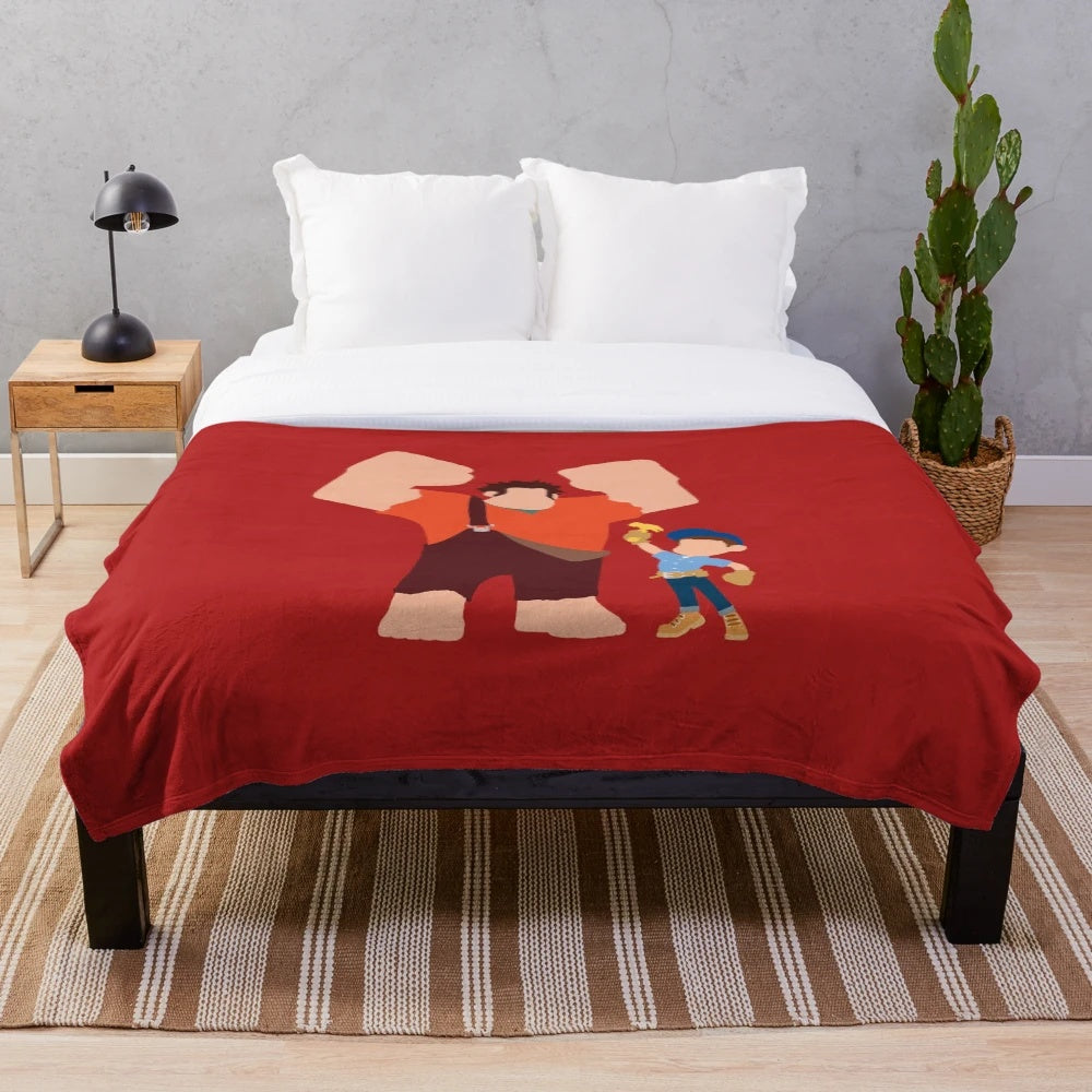 Demolition and Building Service Plush Blanket featuring retro video game characters