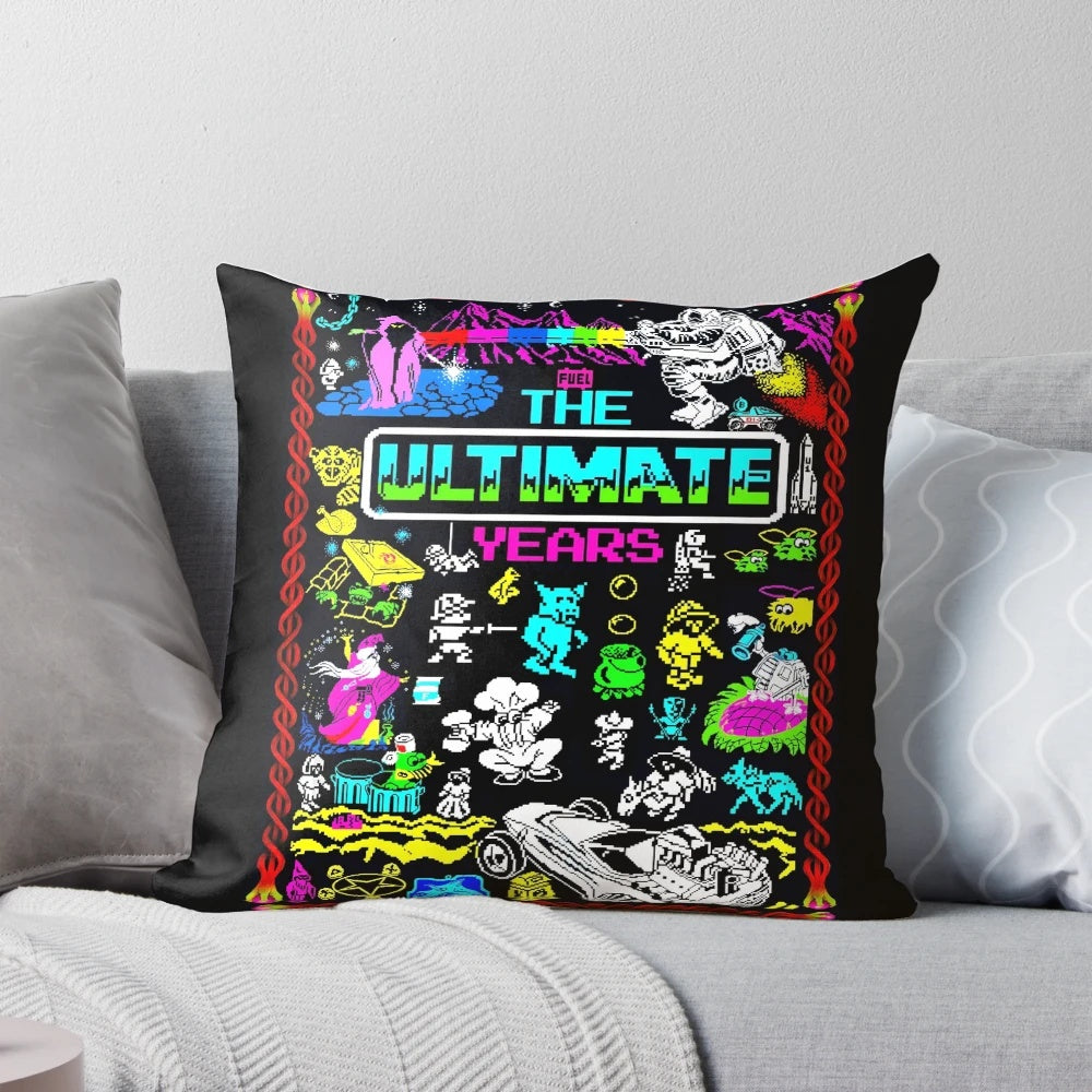 Retro gaming-inspired pillow with classic ZX Spectrum and Ultimate Play the Game graphics