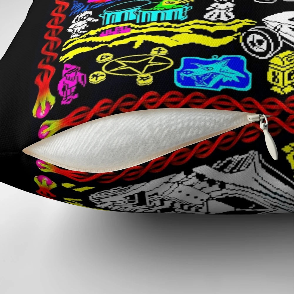 Retro gaming-inspired pillow with classic ZX Spectrum and Ultimate Play the Game graphics