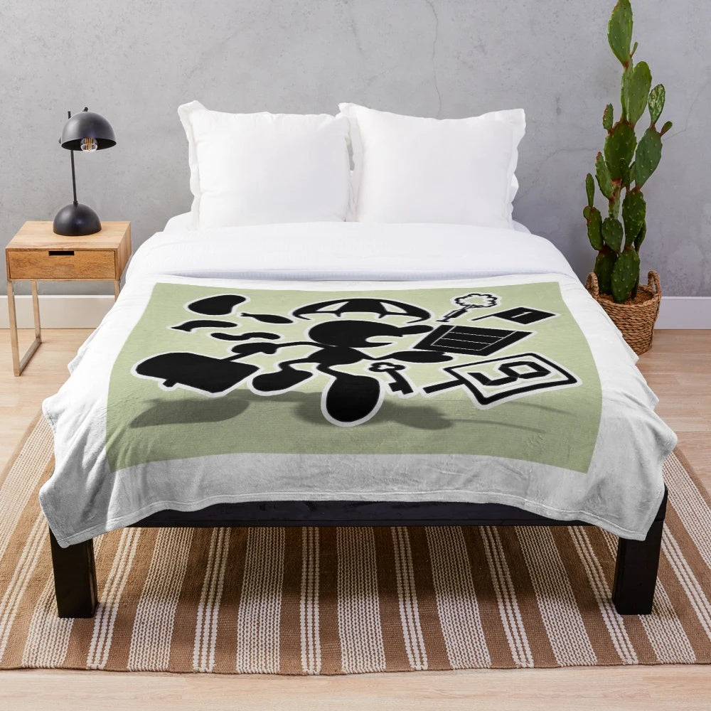 Retro gaming inspired Mr. Game & Watch plush blanket