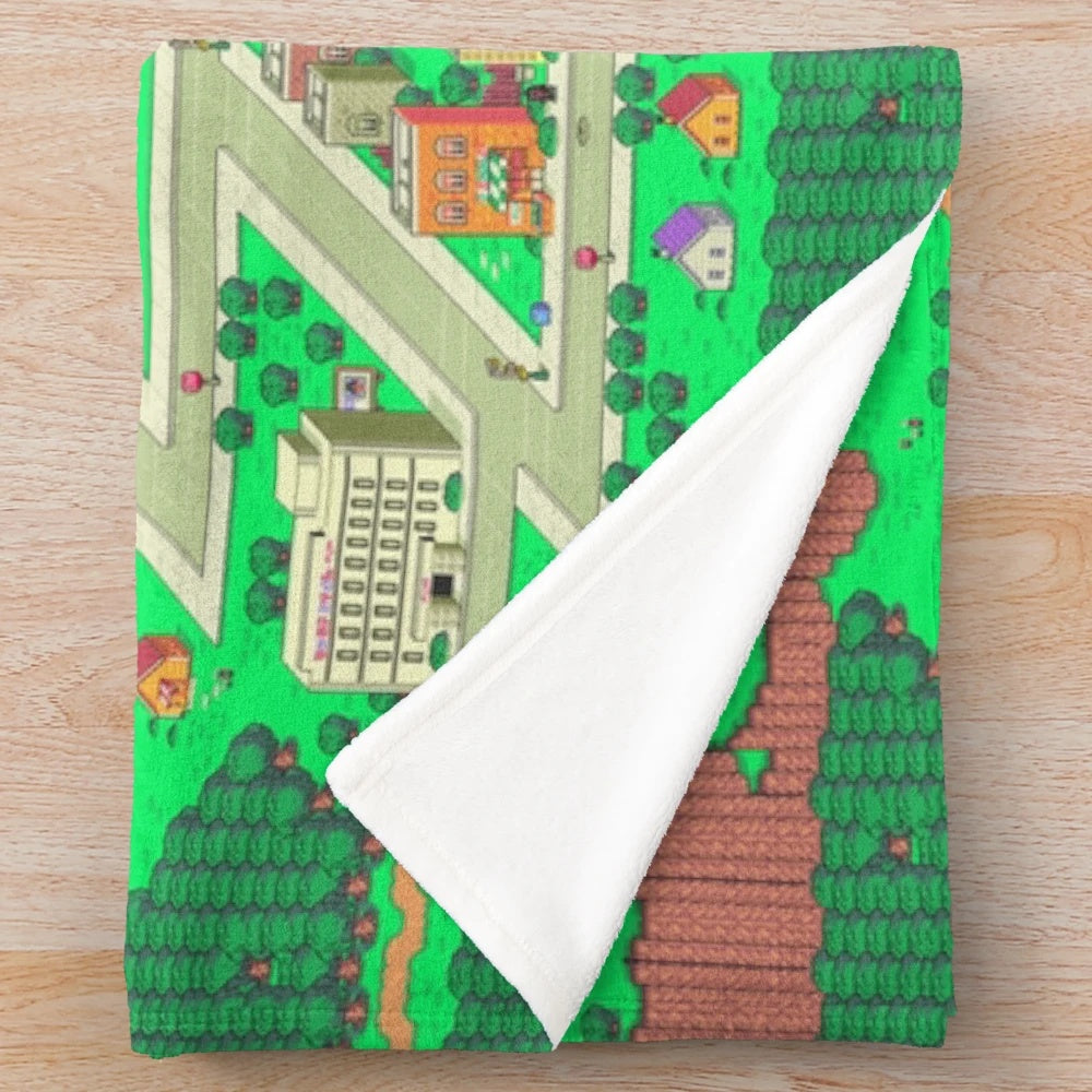 Earthbound inspired Onett map plush blanket