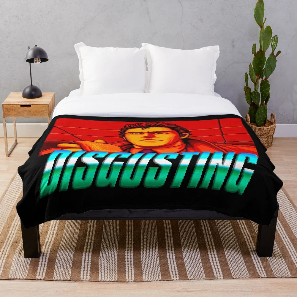 Retro gaming inspired pixelated plush blanket