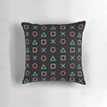 Retro gaming-inspired synthwave aesthetic pillow featuring a controller buttons icon design.