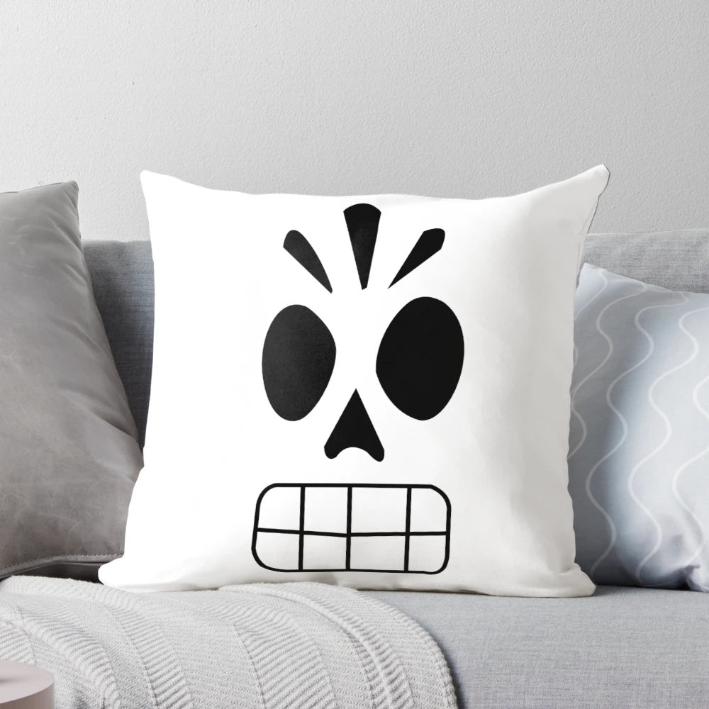 Manny Calavera Pillow - Soft, comfortable throw pillow featuring the protagonist from the classic adventure game Grim Fandango