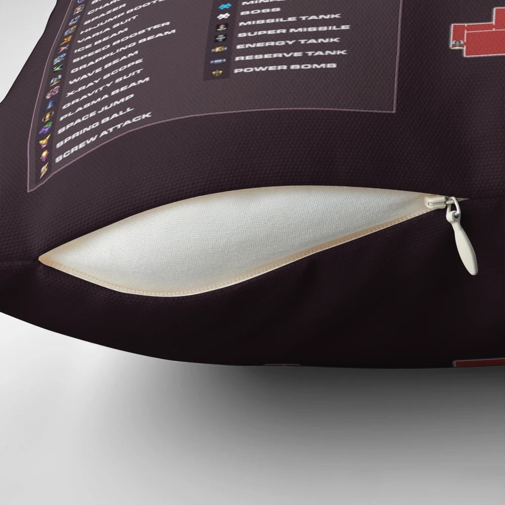 Retro gaming map pillow featuring the iconic map from Super Metroid