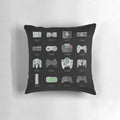 Retro gaming-inspired pillow with colorful 8-bit controller designs