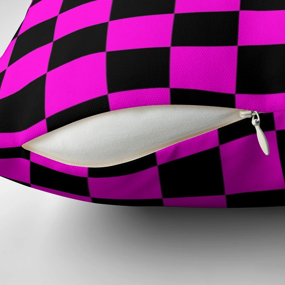 Retro gaming pillow featuring the iconic "missing textures" pattern from the popular Garry's Mod game