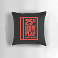 Retro gaming-inspired pillow with "Insert Coin" text for a fun, nostalgic accent in any gaming or gamer's space.