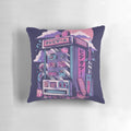 Vibrant retro gaming-themed pillow with pixel art and neon colors