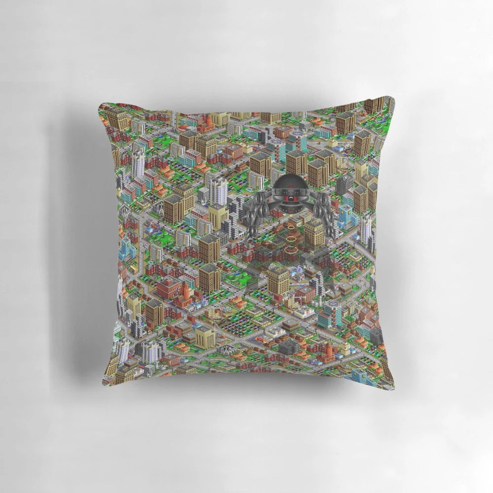 High-quality pillow featuring a vibrant, retro-inspired SimCity 2000 design