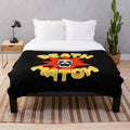 Retro gaming pixel art plush blanket with skull and death match design