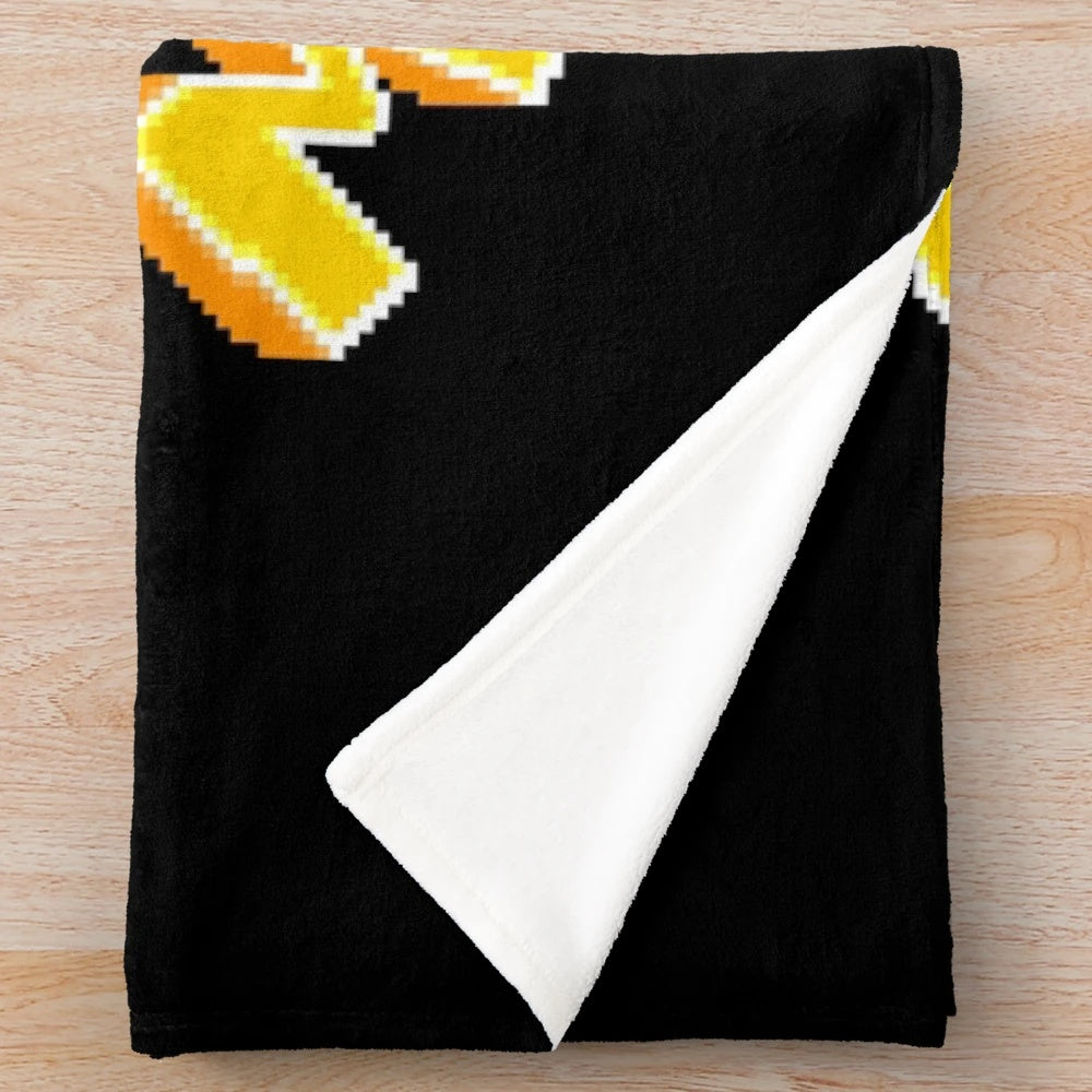 Retro gaming pixel art plush blanket with skull and death match design