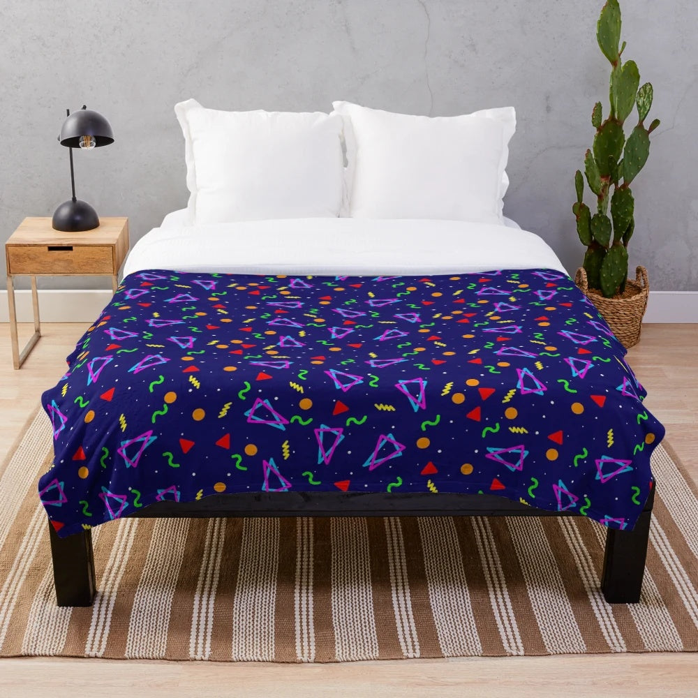 Retro gaming plush blanket with arcade carpet design