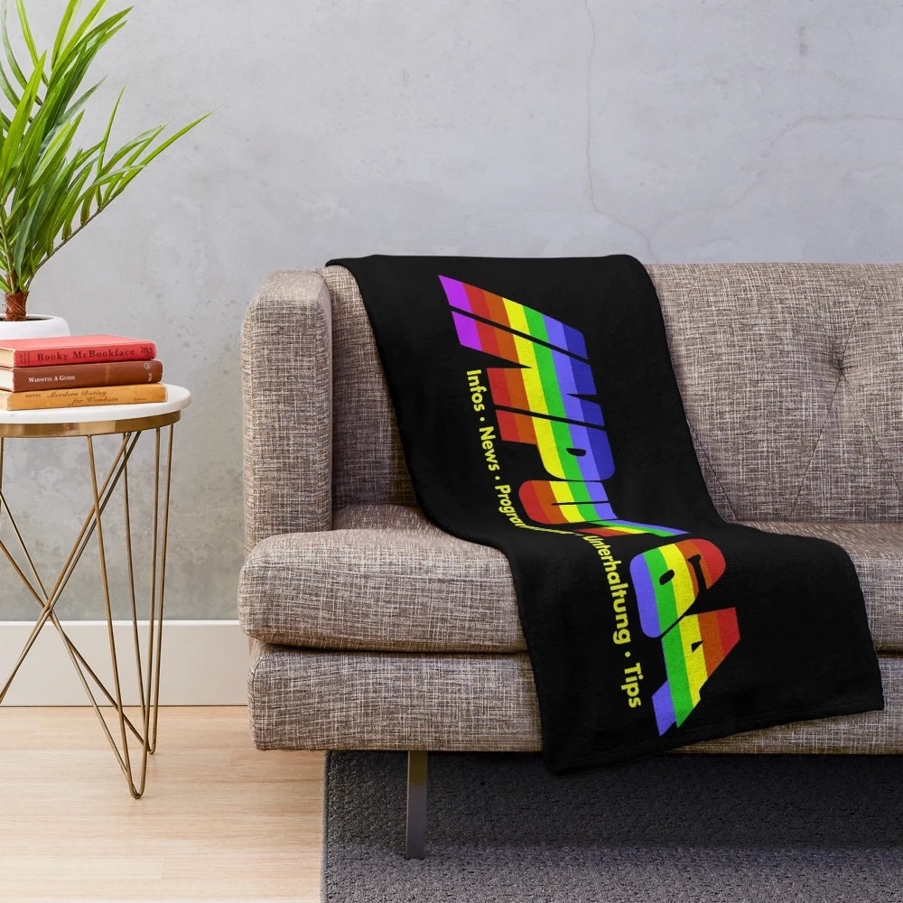 Soft and cozy retro gaming plush blanket featuring Commodore 64 and Input 64 Magazine designs