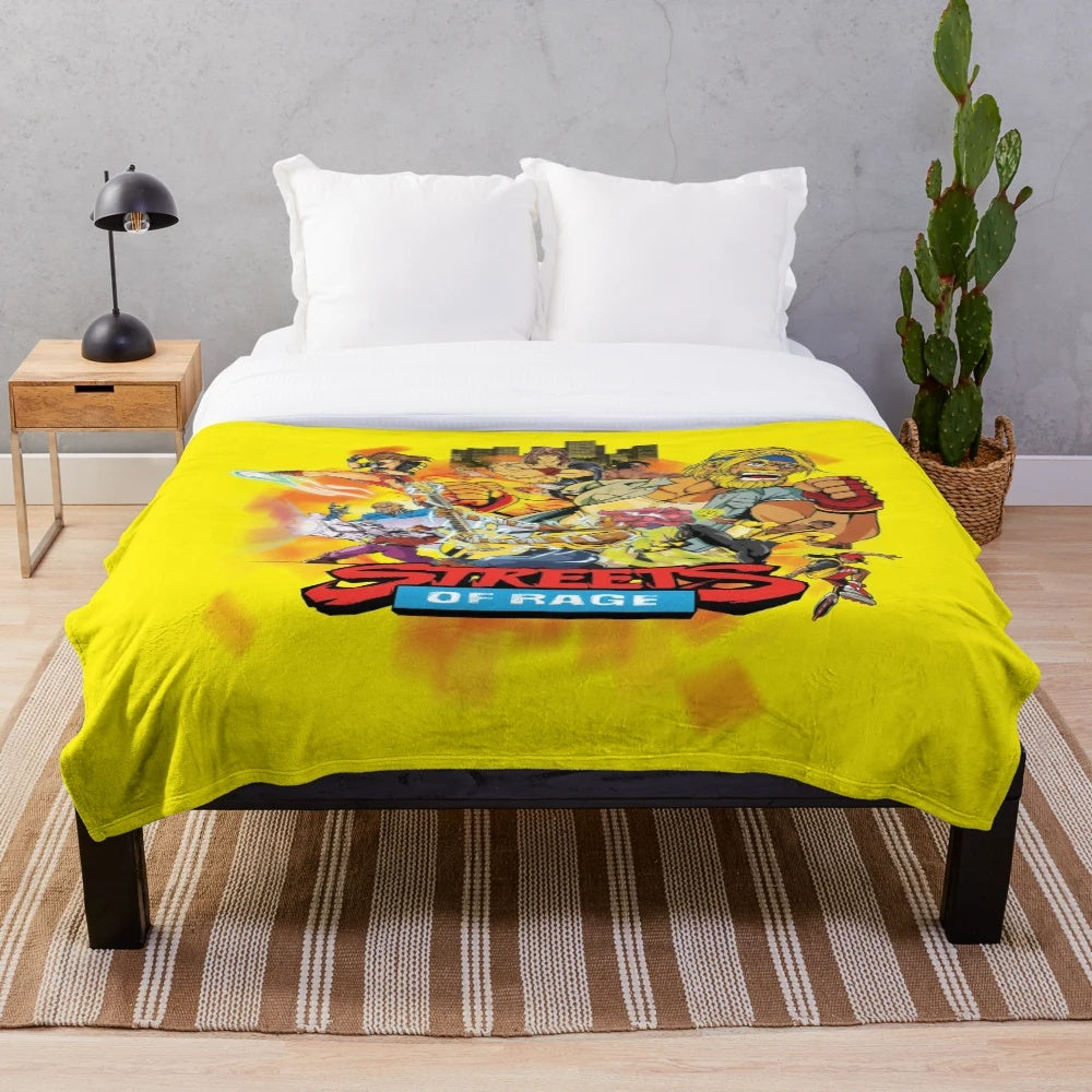Retro gaming plush blanket featuring the Streets of Rage video game series