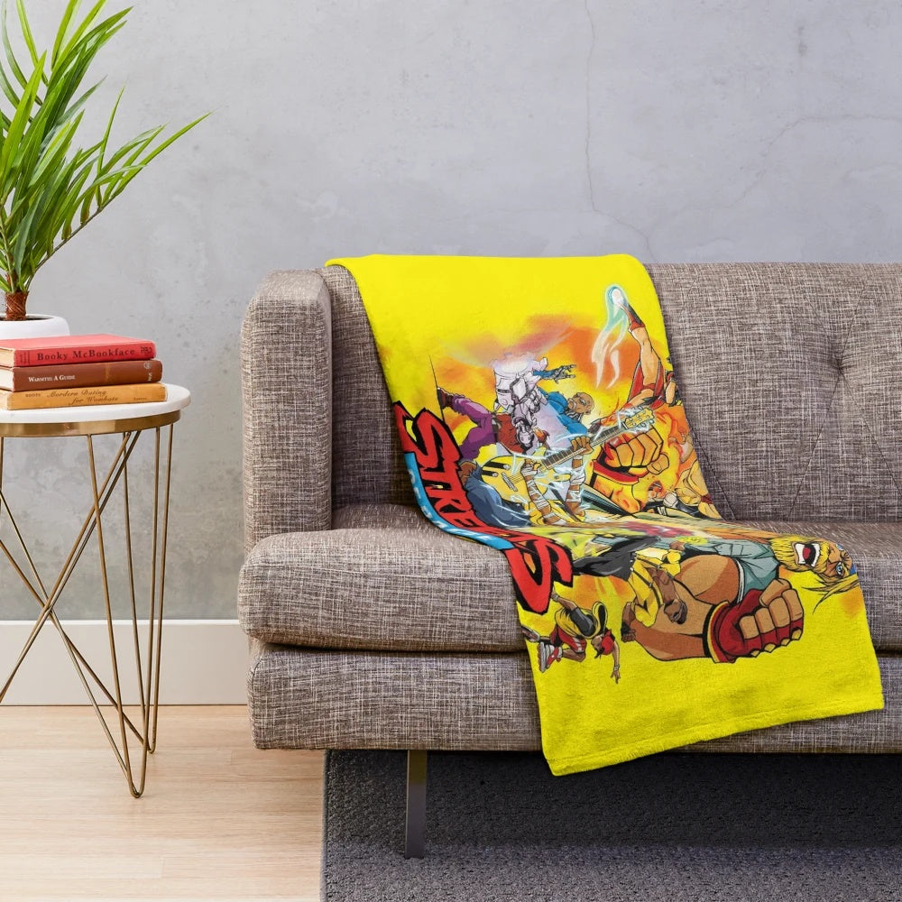 Retro gaming plush blanket featuring the Streets of Rage video game series