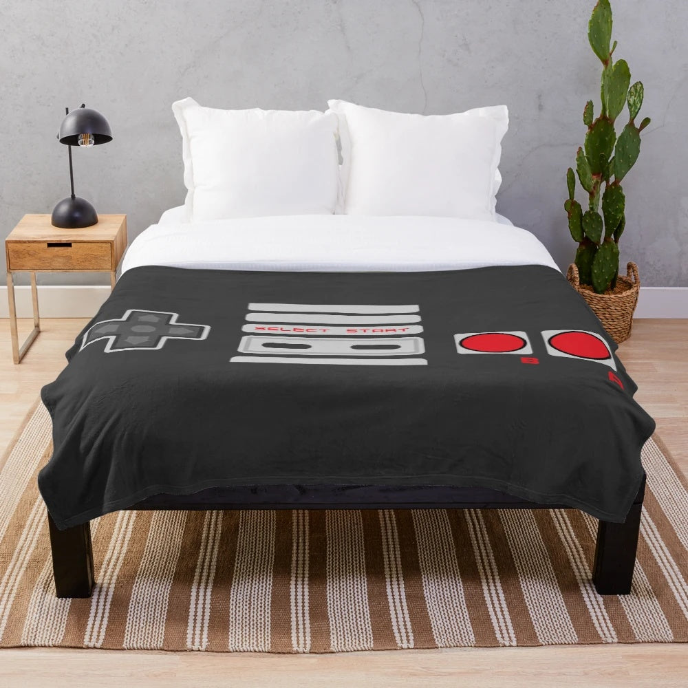 Vintage video game controller plush blanket for retro gaming fans