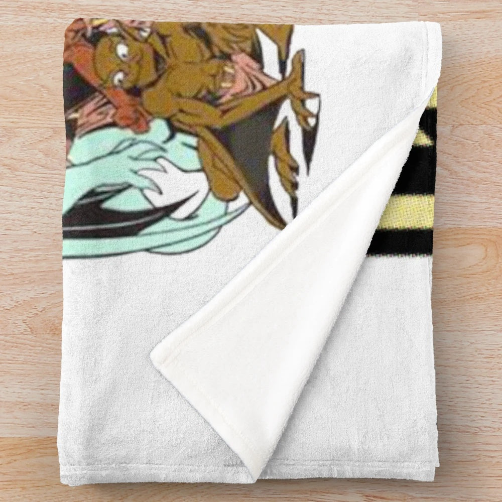 Gargoyles-themed plush blanket with characters Goliath, Elisa Maza, and Demona