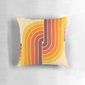 Retro geometric pattern 70s style throw pillow in orange, yellow, and brown colors