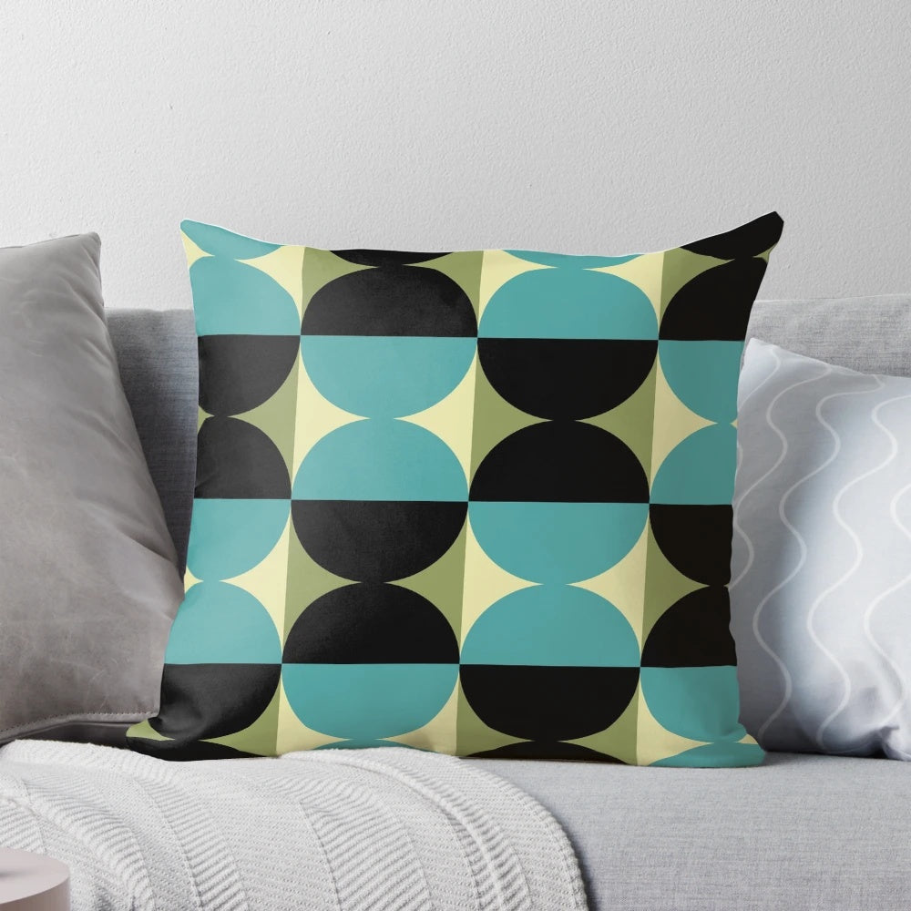 Retro geometric abstract pattern mid century modern style decorative throw pillow