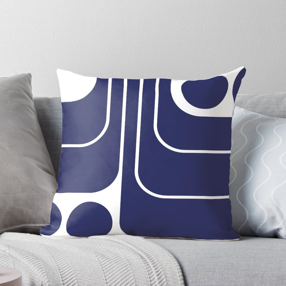 Retro geometric design pillow in 1960s 1970s vintage modern style