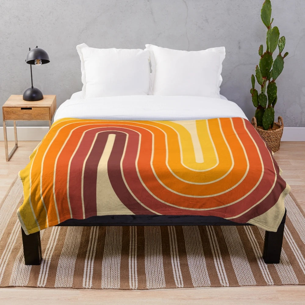 Retro geometric double arch design plush blanket