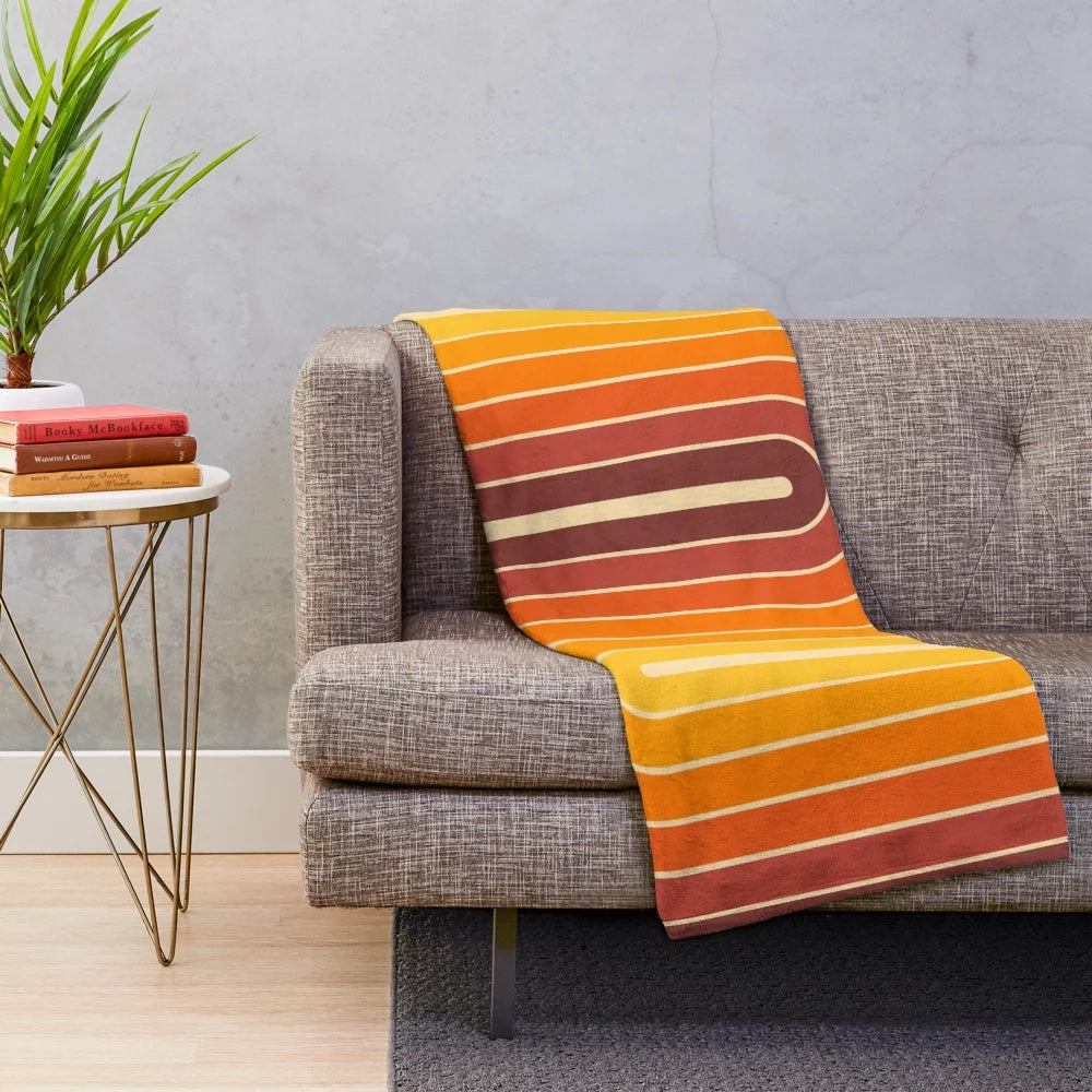 Retro geometric double arch design plush blanket
