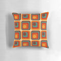 Retro Geometric Gradient Decorative Throw Pillow with Square and Circle Pattern
