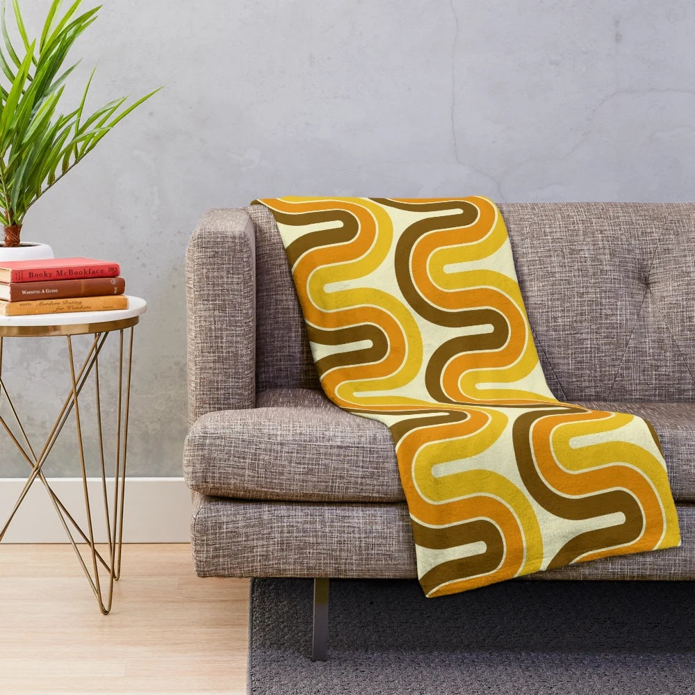 Retro geometric gradient design plush blanket