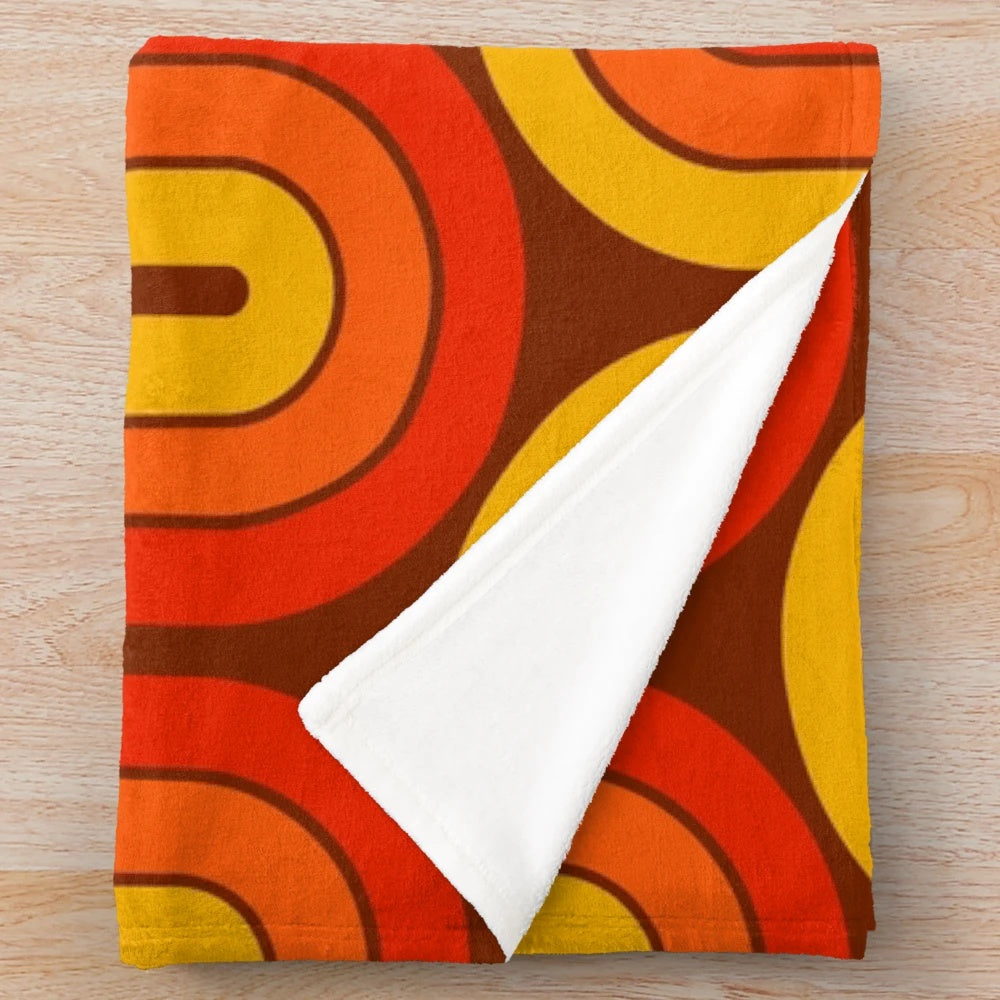 Retro geometric gradient design plush throw blanket