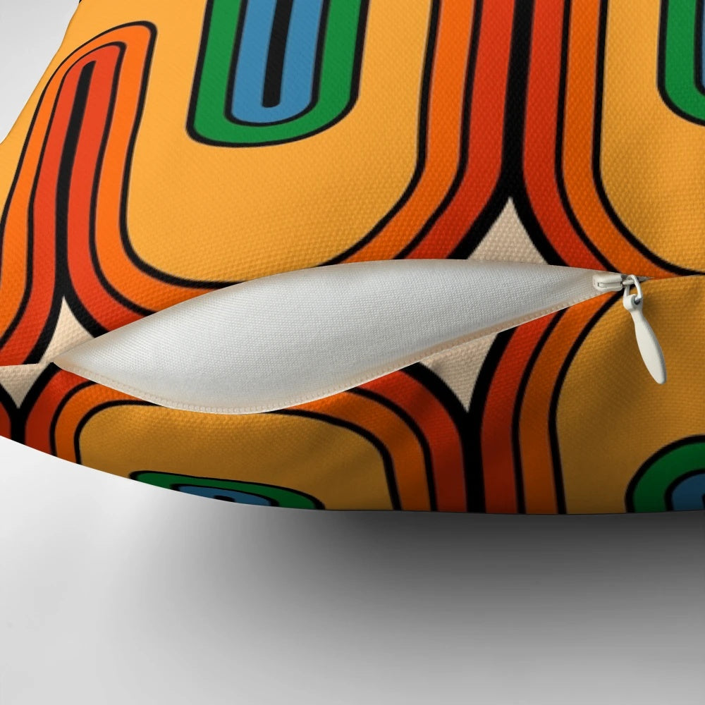 Vibrant retro geometric pattern mid century modern style accent pillow