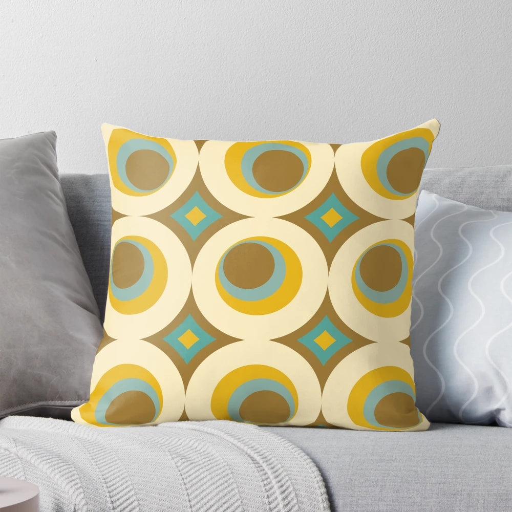 Vibrant geometric pattern mid-century modern style accent pillow