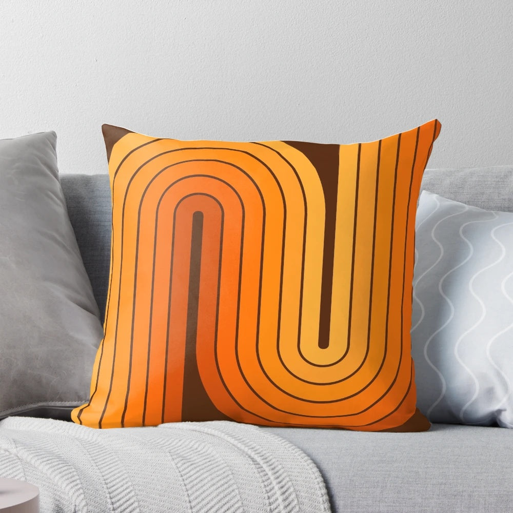 Retro geometric mid century modern throw pillow in pop art design