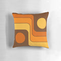 Retro geometric mid century modern brown, orange, and yellow striped throw pillow