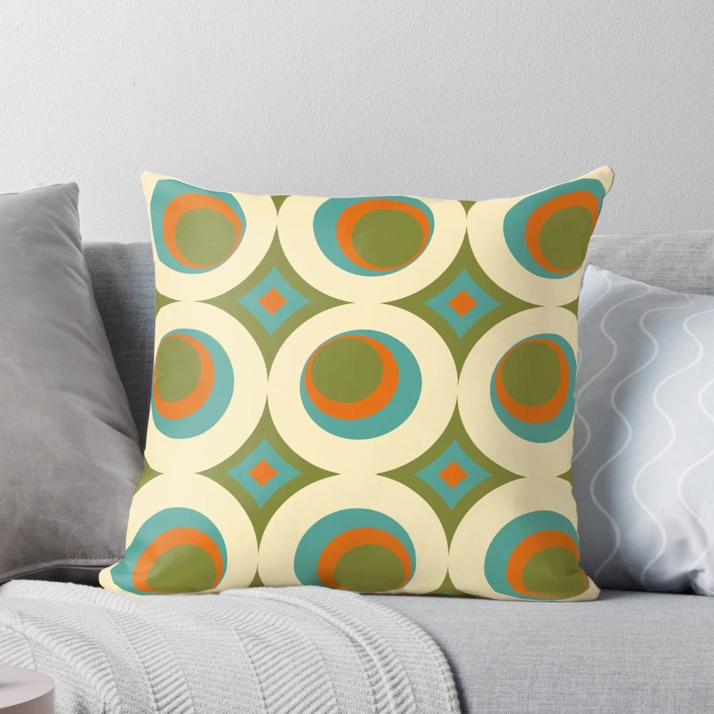 Stylish mid-century modern retro geometric pattern throw pillow