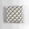 Retro geometric navy and yellow throw pillow with abstract pattern design