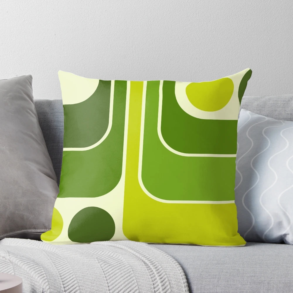 Vibrant retro geometric pattern pillow in a contemporary style
