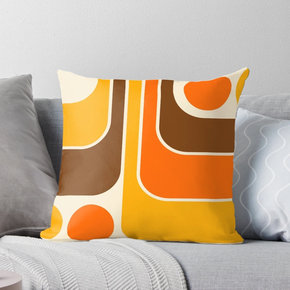 Retro geometric pattern pillow in autumnal colors