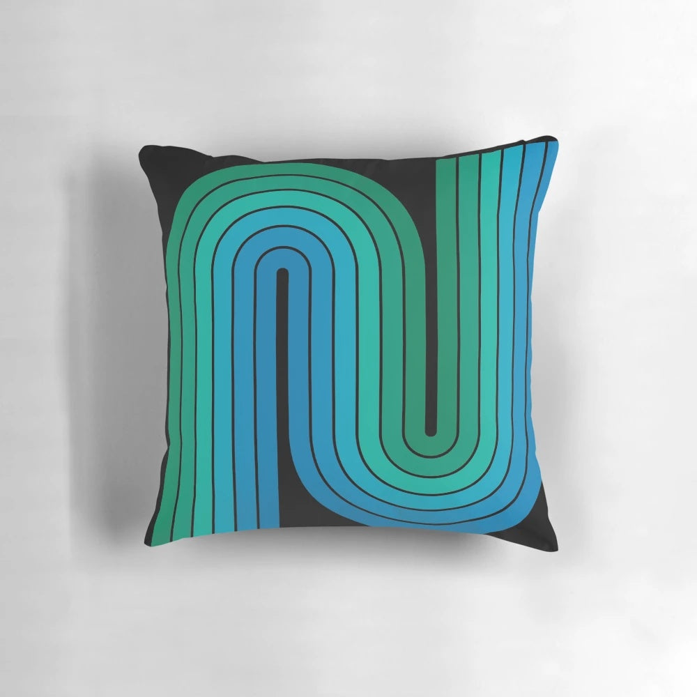 Retro geometric double arch design 598 pillow in vibrant colors