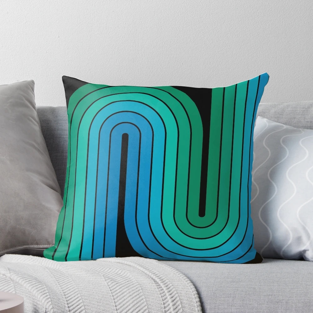 Retro geometric double arch design 598 pillow in vibrant colors