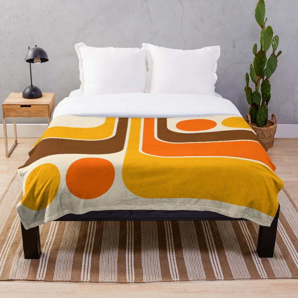 Retro geometric pattern plush blanket