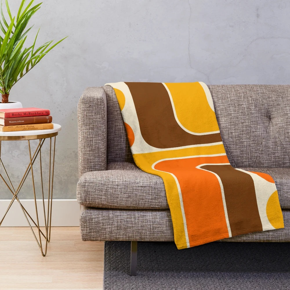 Retro geometric pattern plush blanket