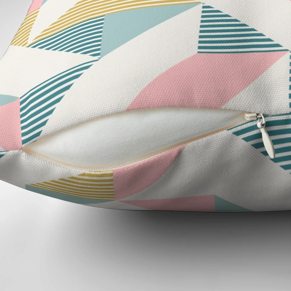 Retro geometric pattern 10-inch square throw pillow with diamond and triangle design